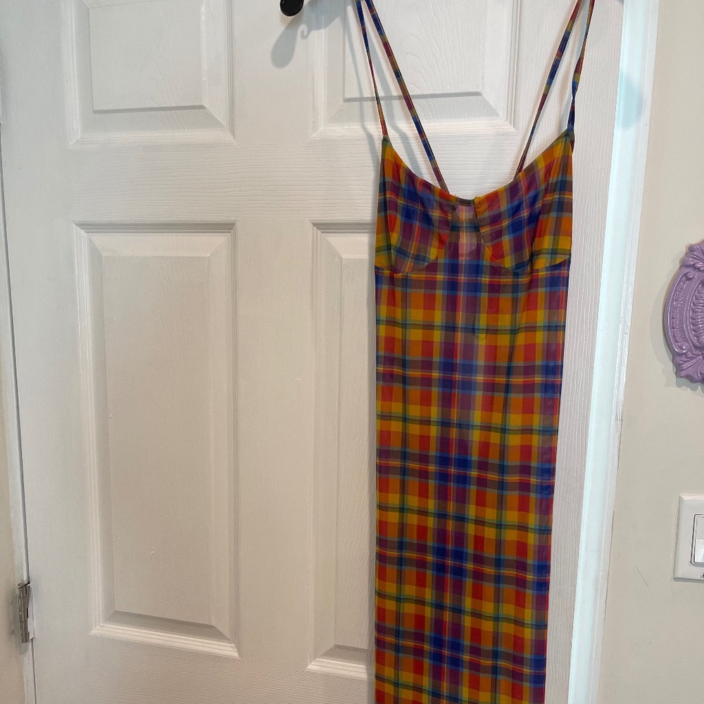 We Wore What multi-color maxi dress
